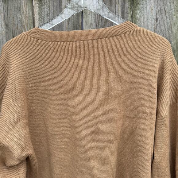 J. Crew Sweater Crew Neck Pullover Long Balloon Sleeve Tan Size Medium Classic - Picture 5 of 9